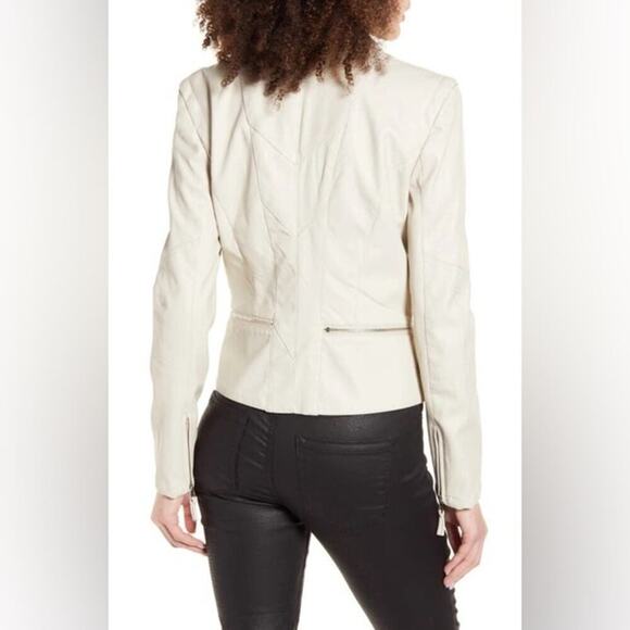 Blank NYC FAUX LEATHER JACKET IN VANILLA LATTE Size Medium - Picture 3 of 11